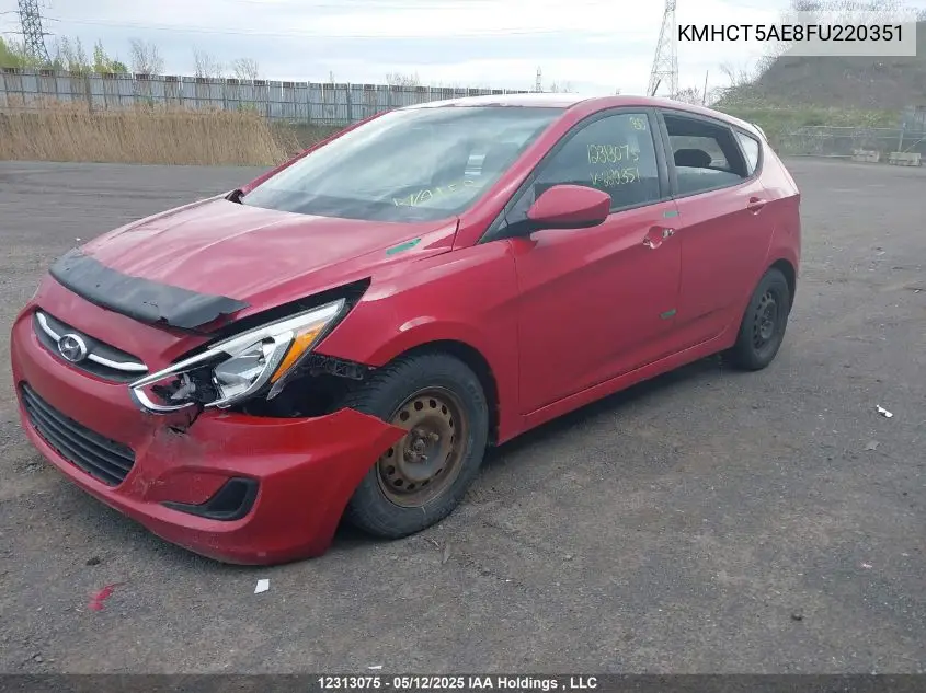 2015 Hyundai Accent Gl VIN: KMHCT5AE8FU220351 Lot: 12313075