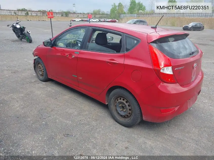 2015 Hyundai Accent Gl VIN: KMHCT5AE8FU220351 Lot: 12313075