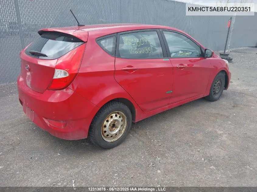 2015 Hyundai Accent Gl VIN: KMHCT5AE8FU220351 Lot: 12313075