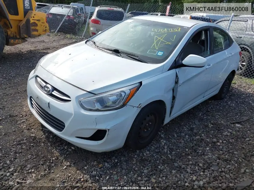 2015 Hyundai Accent Gls VIN: KMHCT4AE3FU860008 Lot: 42611137