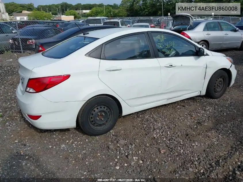 2015 Hyundai Accent Gls VIN: KMHCT4AE3FU860008 Lot: 42611137