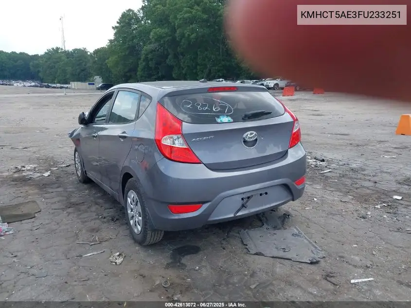 2015 Hyundai Accent Gs VIN: KMHCT5AE3FU233251 Lot: 42613072