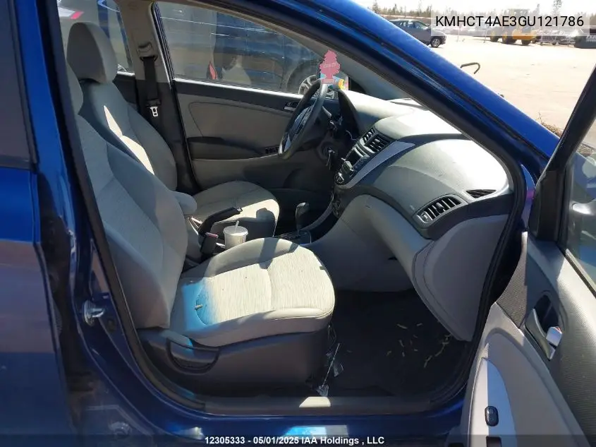2016 Hyundai Accent Gl VIN: KMHCT4AE3GU121786 Lot: 12305333