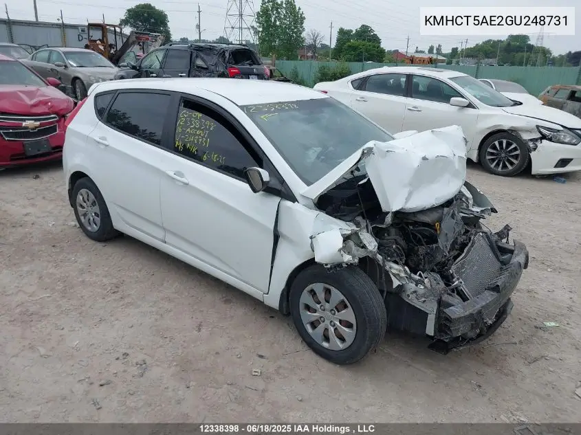 2016 Hyundai Accent Gl VIN: KMHCT5AE2GU248731 Lot: 12338398