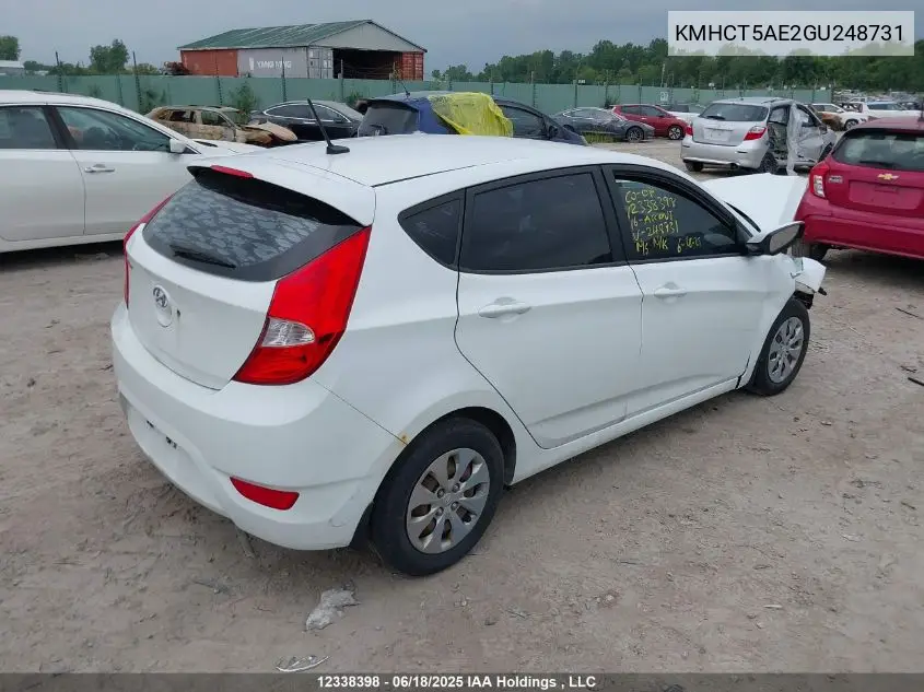 2016 Hyundai Accent Gl VIN: KMHCT5AE2GU248731 Lot: 12338398