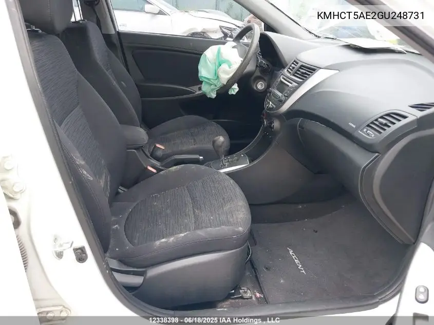 2016 Hyundai Accent Gl VIN: KMHCT5AE2GU248731 Lot: 12338398