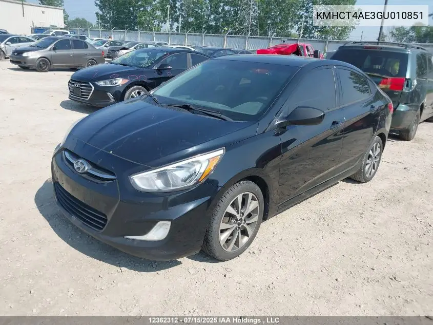 2016 Hyundai Accent Se VIN: KMHCT4AE3GU010851 Lot: 12362312