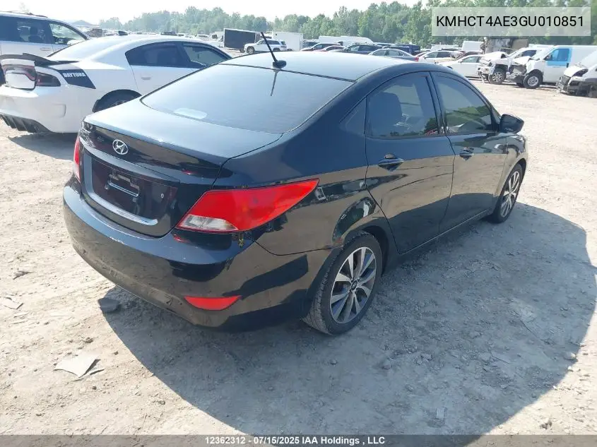2016 Hyundai Accent Se VIN: KMHCT4AE3GU010851 Lot: 12362312