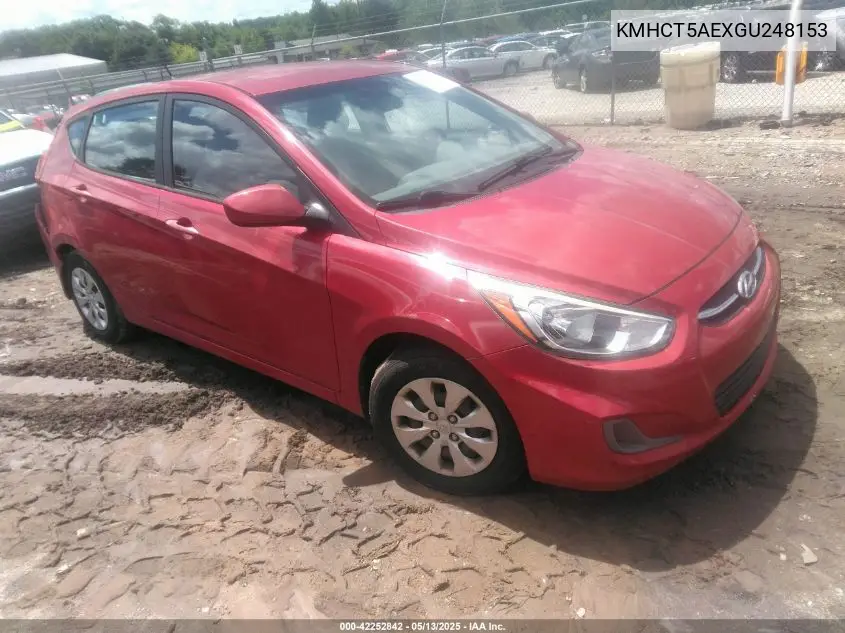 2016 Hyundai Accent Se VIN: KMHCT5AEXGU248153 Lot: 42252842