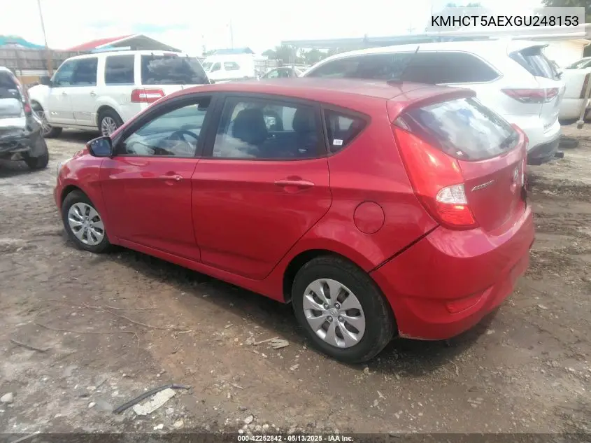 2016 Hyundai Accent Se VIN: KMHCT5AEXGU248153 Lot: 42252842