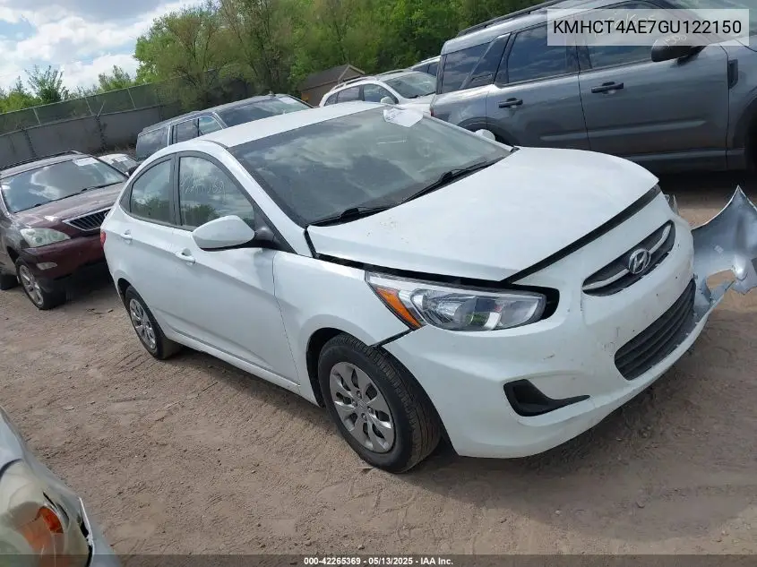 2016 Hyundai Accent Se VIN: KMHCT4AE7GU122150 Lot: 42265369