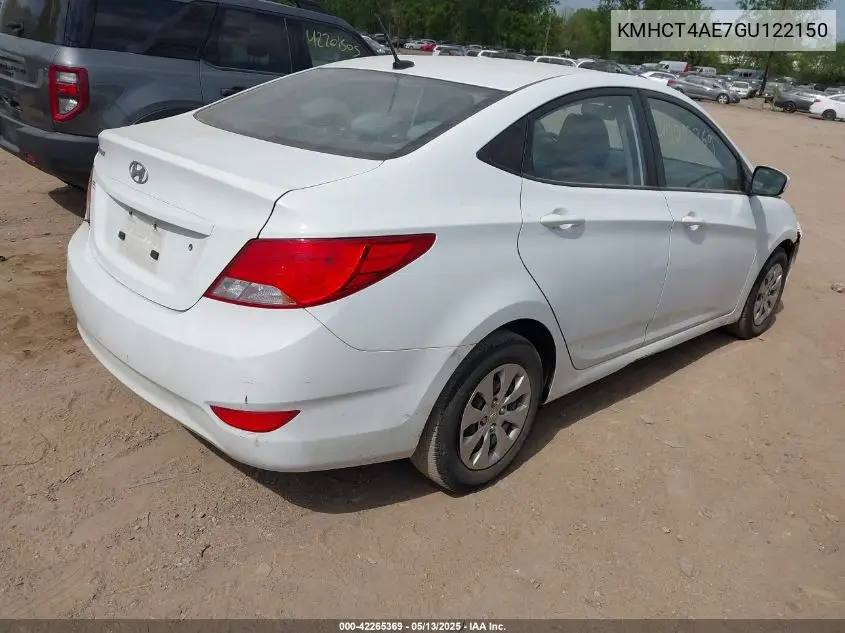 2016 Hyundai Accent Se VIN: KMHCT4AE7GU122150 Lot: 42265369