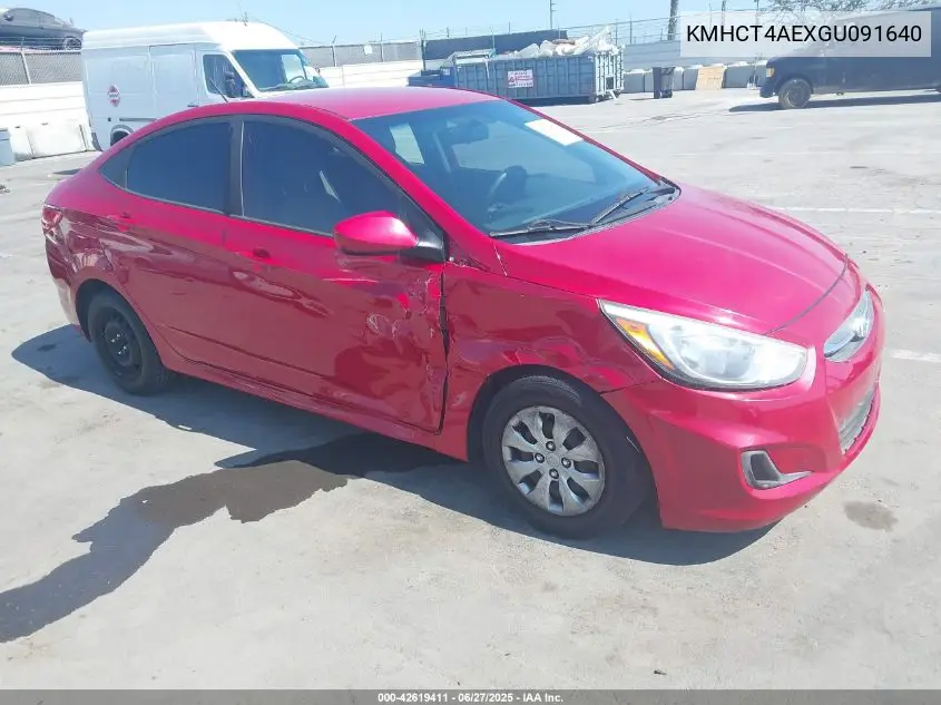 2016 Hyundai Accent Se VIN: KMHCT4AEXGU091640 Lot: 42619411
