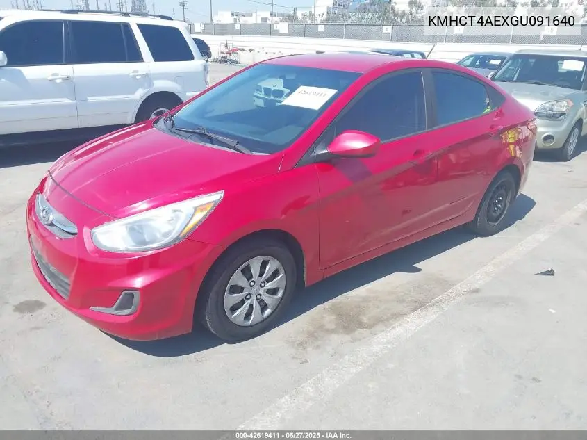 2016 Hyundai Accent Se VIN: KMHCT4AEXGU091640 Lot: 42619411