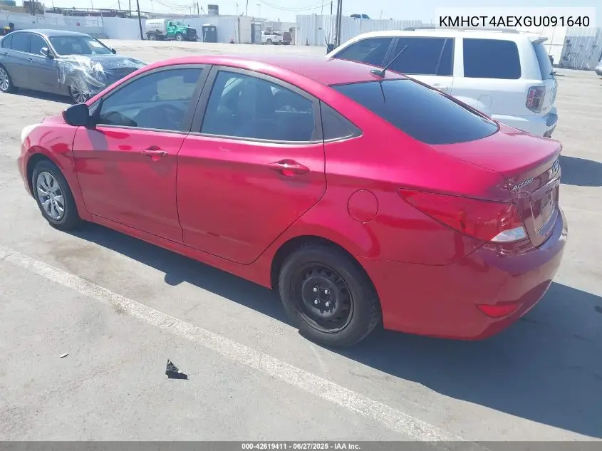 2016 Hyundai Accent Se VIN: KMHCT4AEXGU091640 Lot: 42619411