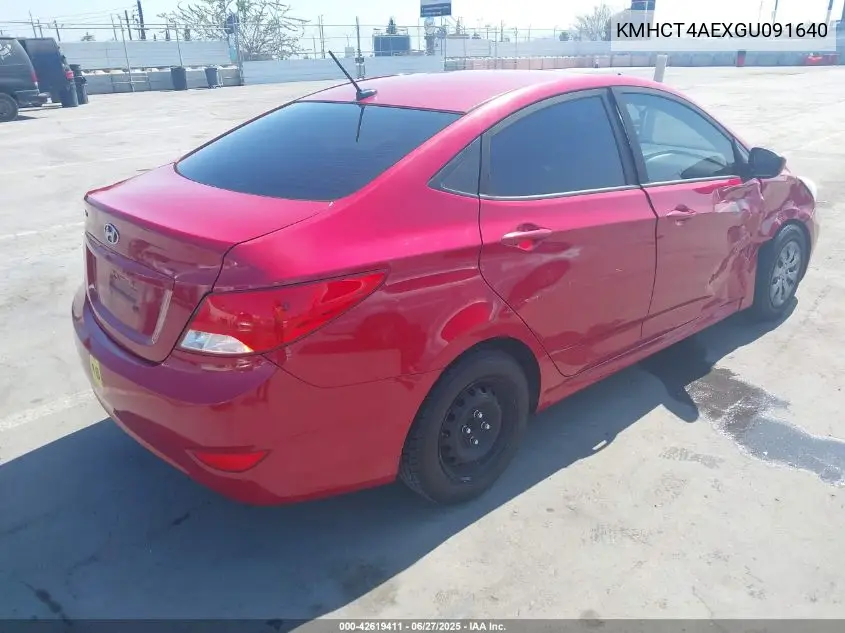 2016 Hyundai Accent Se VIN: KMHCT4AEXGU091640 Lot: 42619411