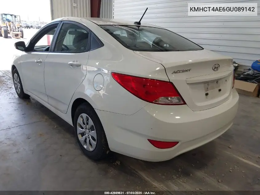 2016 Hyundai Accent Se VIN: KMHCT4AE6GU089142 Lot: 42669631