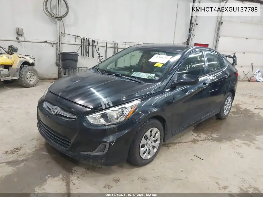2016 Hyundai Accent Se VIN: KMHCT4AEXGU137788 Lot: 42749371