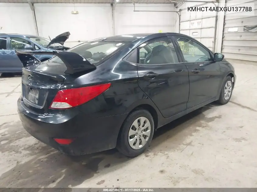 2016 Hyundai Accent Se VIN: KMHCT4AEXGU137788 Lot: 42749371