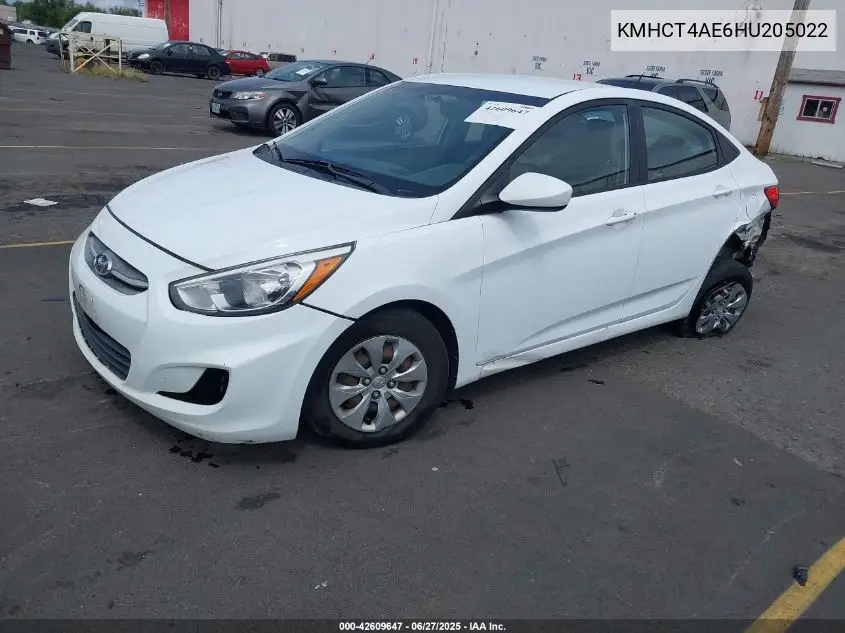 2017 Hyundai Accent Se VIN: KMHCT4AE6HU205022 Lot: 42609647