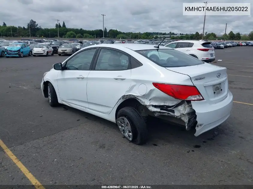 2017 Hyundai Accent Se VIN: KMHCT4AE6HU205022 Lot: 42609647