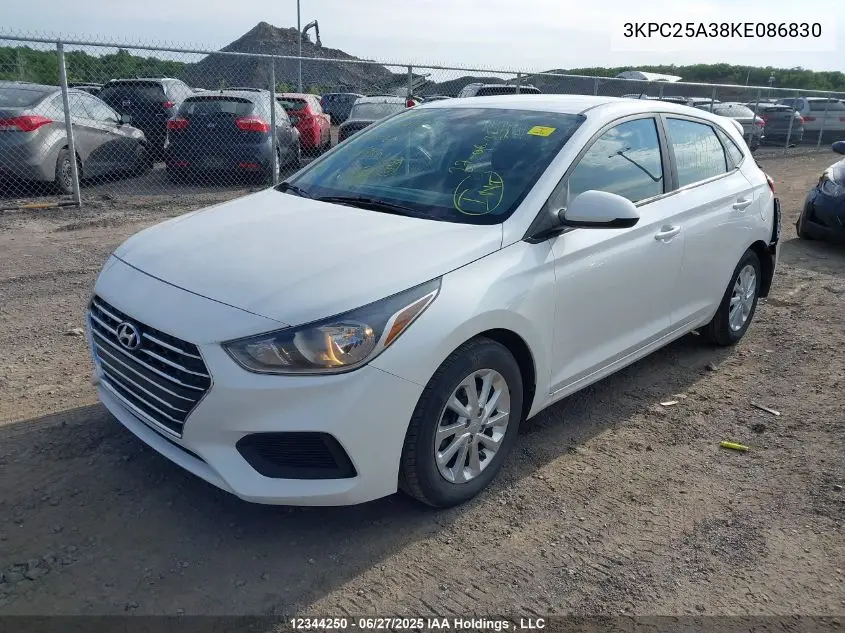2019 Hyundai Accent Preferred VIN: 3KPC25A38KE086830 Lot: 12344250