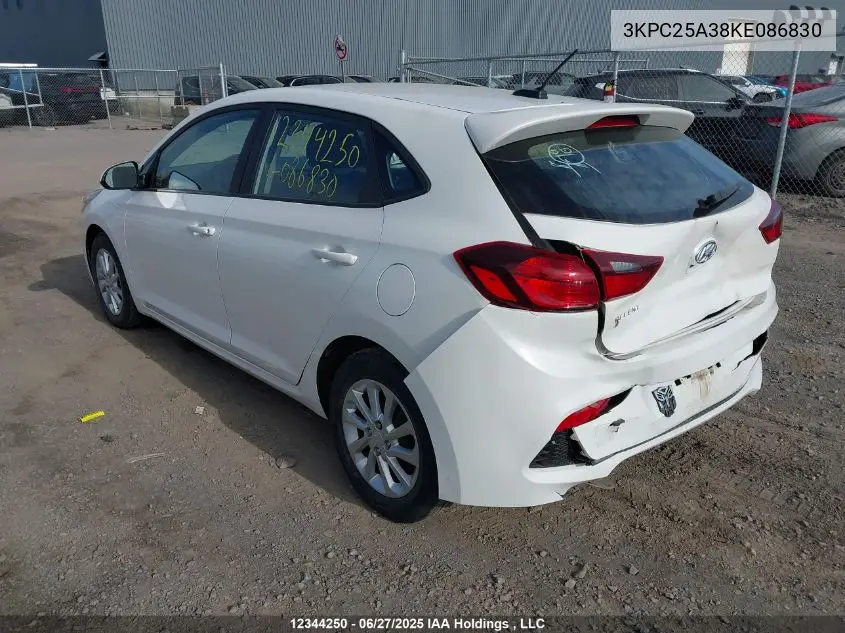 2019 Hyundai Accent Preferred VIN: 3KPC25A38KE086830 Lot: 12344250