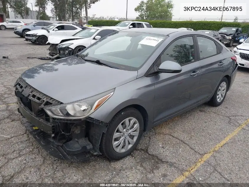 2019 Hyundai Accent Se VIN: 3KPC24A34KE067895 Lot: 42019941