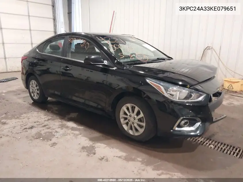 2019 Hyundai Accent Sel VIN: 3KPC24A33KE079651 Lot: 42210980