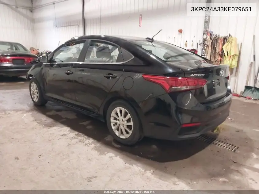 2019 Hyundai Accent Sel VIN: 3KPC24A33KE079651 Lot: 42210980