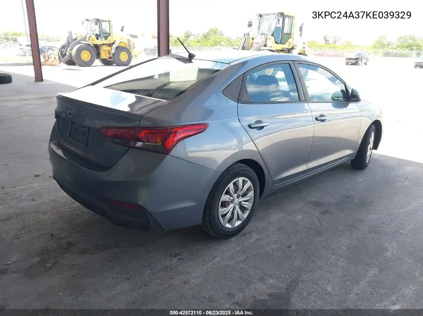 2019 Hyundai Accent Se VIN: 3KPC24A37KE039329 Lot: 42572110