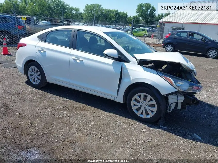 2019 Hyundai Accent Se VIN: 3KPC24A31KE072181 Lot: 42592755