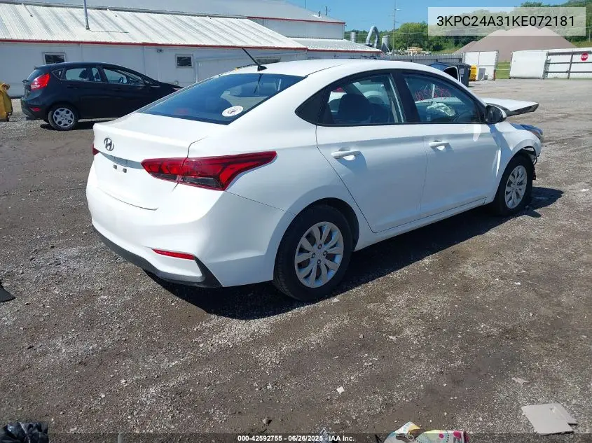 2019 Hyundai Accent Se VIN: 3KPC24A31KE072181 Lot: 42592755