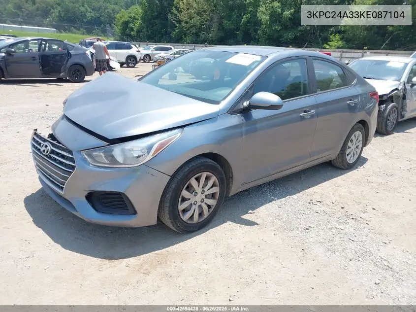 2019 Hyundai Accent Se VIN: 3KPC24A33KE087104 Lot: 42594438