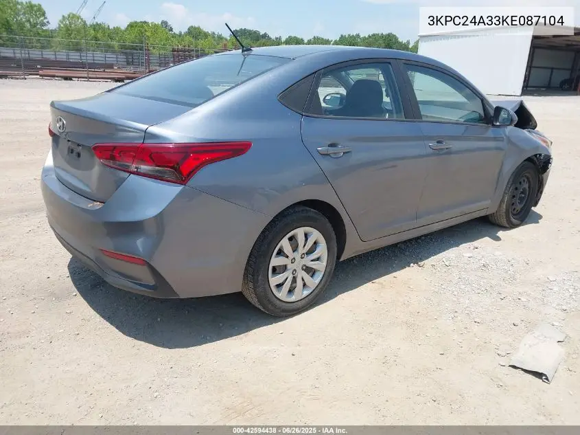2019 Hyundai Accent Se VIN: 3KPC24A33KE087104 Lot: 42594438