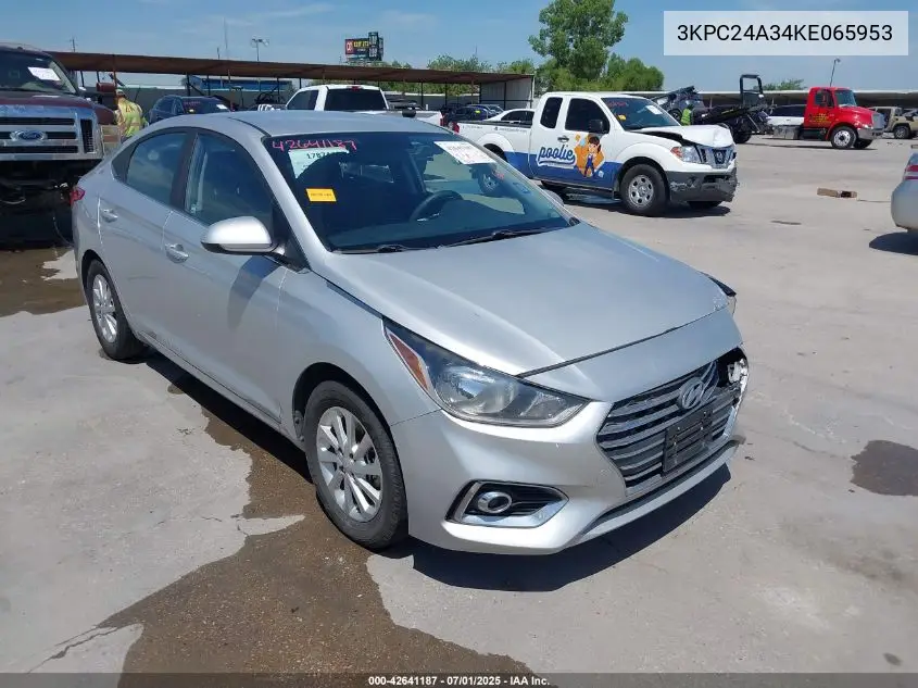 2019 Hyundai Accent Sel VIN: 3KPC24A34KE065953 Lot: 42641187