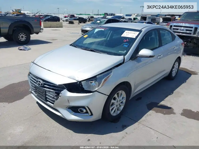 2019 Hyundai Accent Sel VIN: 3KPC24A34KE065953 Lot: 42641187