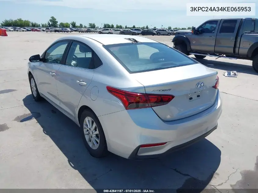 2019 Hyundai Accent Sel VIN: 3KPC24A34KE065953 Lot: 42641187