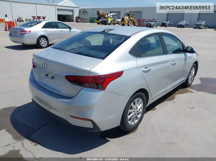 2019 Hyundai Accent Sel VIN: 3KPC24A34KE065953 Lot: 42641187