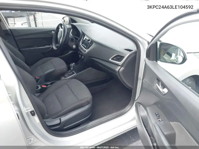 2020 Hyundai Accent Se VIN: 3KPC24A63LE104592 Lot: 42616408