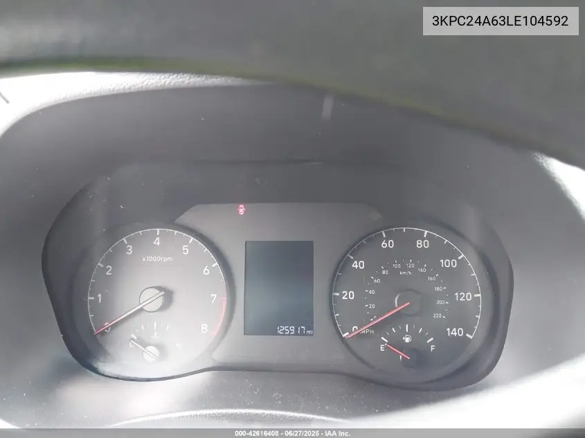 2020 Hyundai Accent Se VIN: 3KPC24A63LE104592 Lot: 42616408