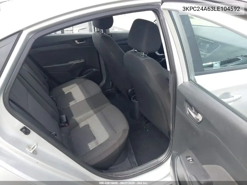 2020 Hyundai Accent Se VIN: 3KPC24A63LE104592 Lot: 42616408