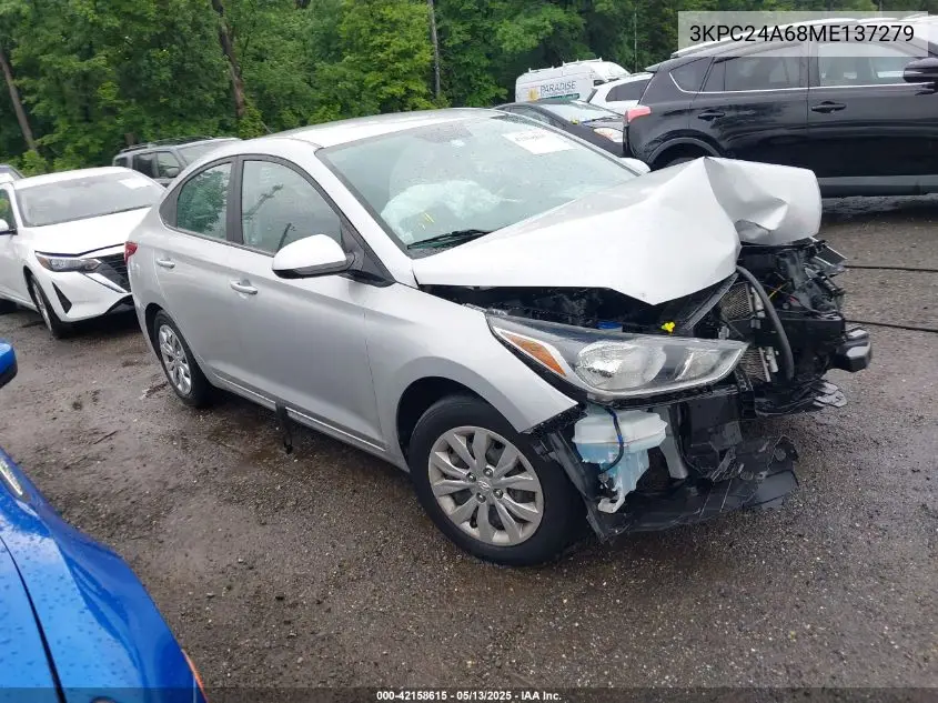 2021 Hyundai Accent Se VIN: 3KPC24A68ME137279 Lot: 42158615