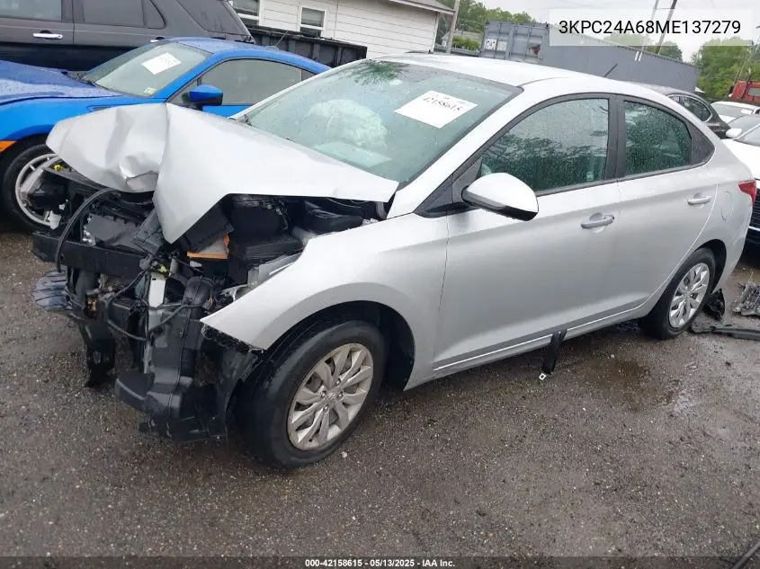 2021 Hyundai Accent Se VIN: 3KPC24A68ME137279 Lot: 42158615