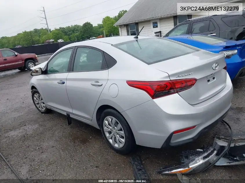 2021 Hyundai Accent Se VIN: 3KPC24A68ME137279 Lot: 42158615