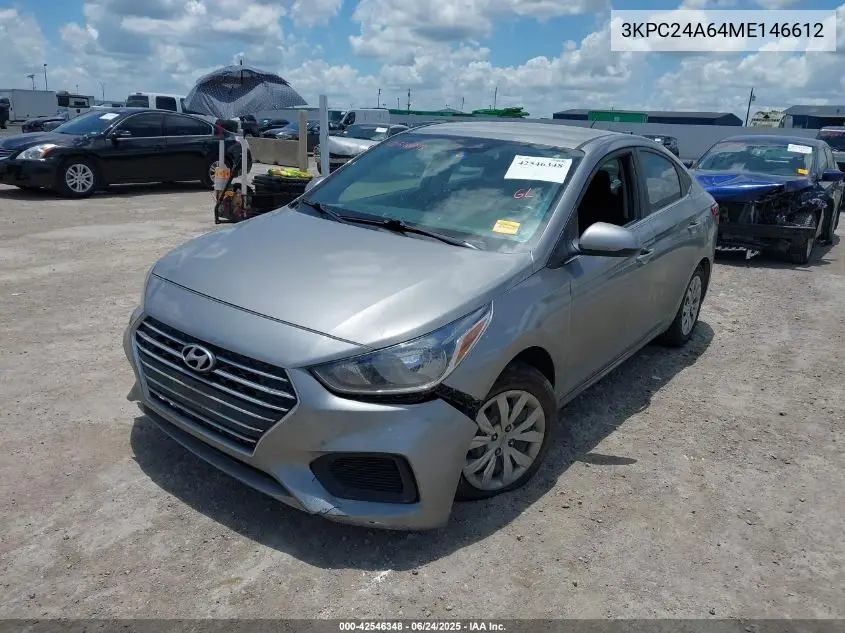 2021 Hyundai Accent Se VIN: 3KPC24A64ME146612 Lot: 42546348
