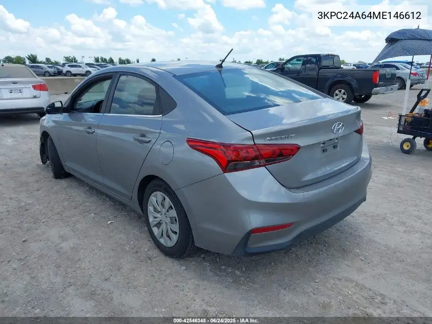 2021 Hyundai Accent Se VIN: 3KPC24A64ME146612 Lot: 42546348