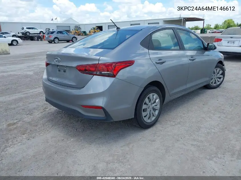 2021 Hyundai Accent Se VIN: 3KPC24A64ME146612 Lot: 42546348