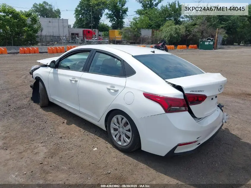 2021 Hyundai Accent Se VIN: 3KPC24A67ME144045 Lot: 42623662