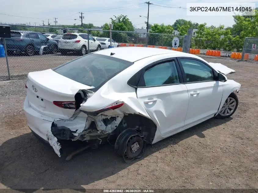2021 Hyundai Accent Se VIN: 3KPC24A67ME144045 Lot: 42623662